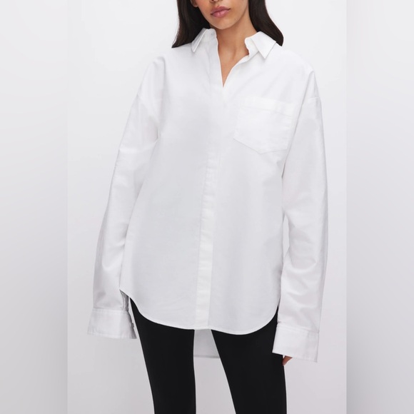 GOOD AMERICAN Cotton Oxford Shirt White 001 Size XL - Picture 3 of 10